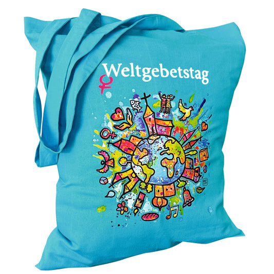 WGT-Baumwolltasche Weltkugel hellblau